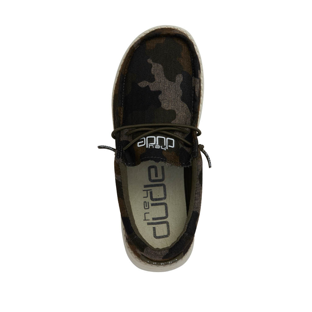 Kid's Wally Youth Linen Moc in Camo 