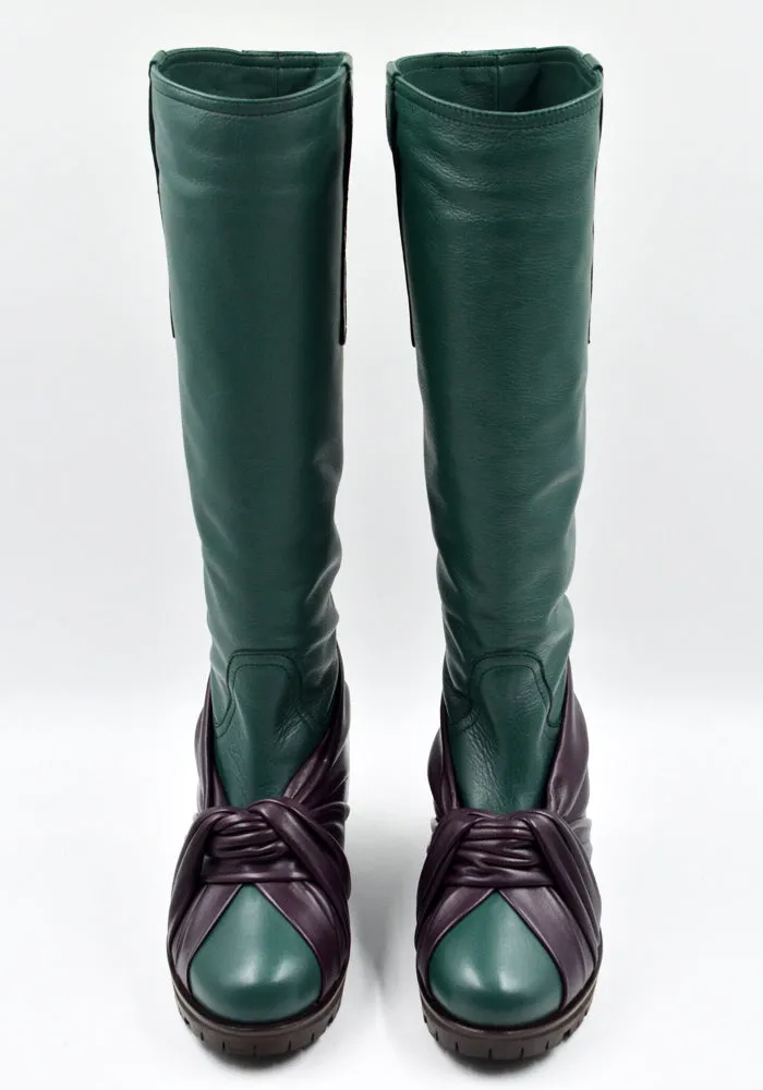 KIKO KOSTADINOV WOMEN KKWAW24FT03-155 KNOTTED RIDING BOOTS GREEN/GREEN  (New season FW24)