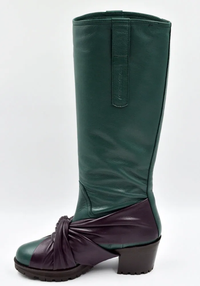 KIKO KOSTADINOV WOMEN KKWAW24FT03-155 KNOTTED RIDING BOOTS GREEN/GREEN  (New season FW24)