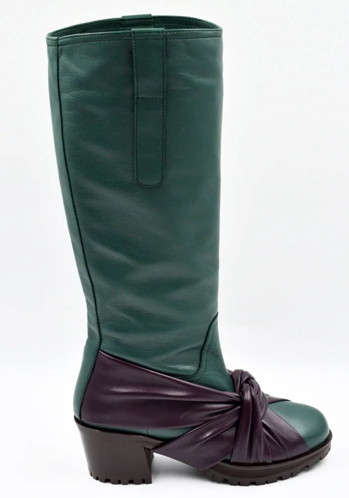 KIKO KOSTADINOV WOMEN KKWAW24FT03-155 KNOTTED RIDING BOOTS GREEN/GREEN  (New season FW24)