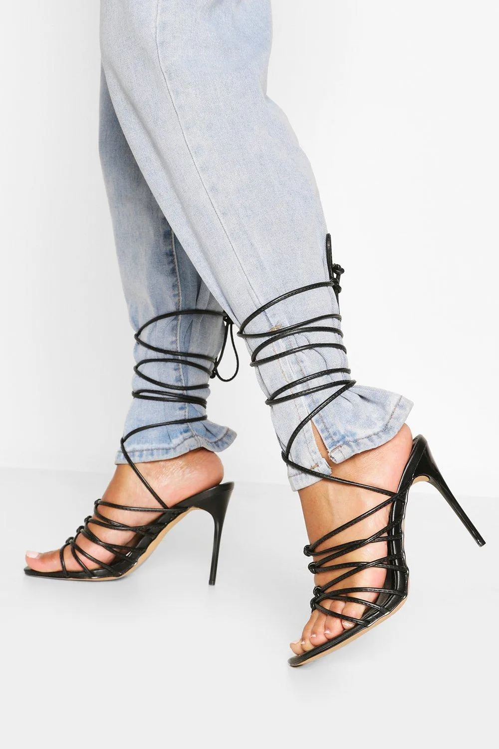 Knot Detail Stiletto Strappy Heels