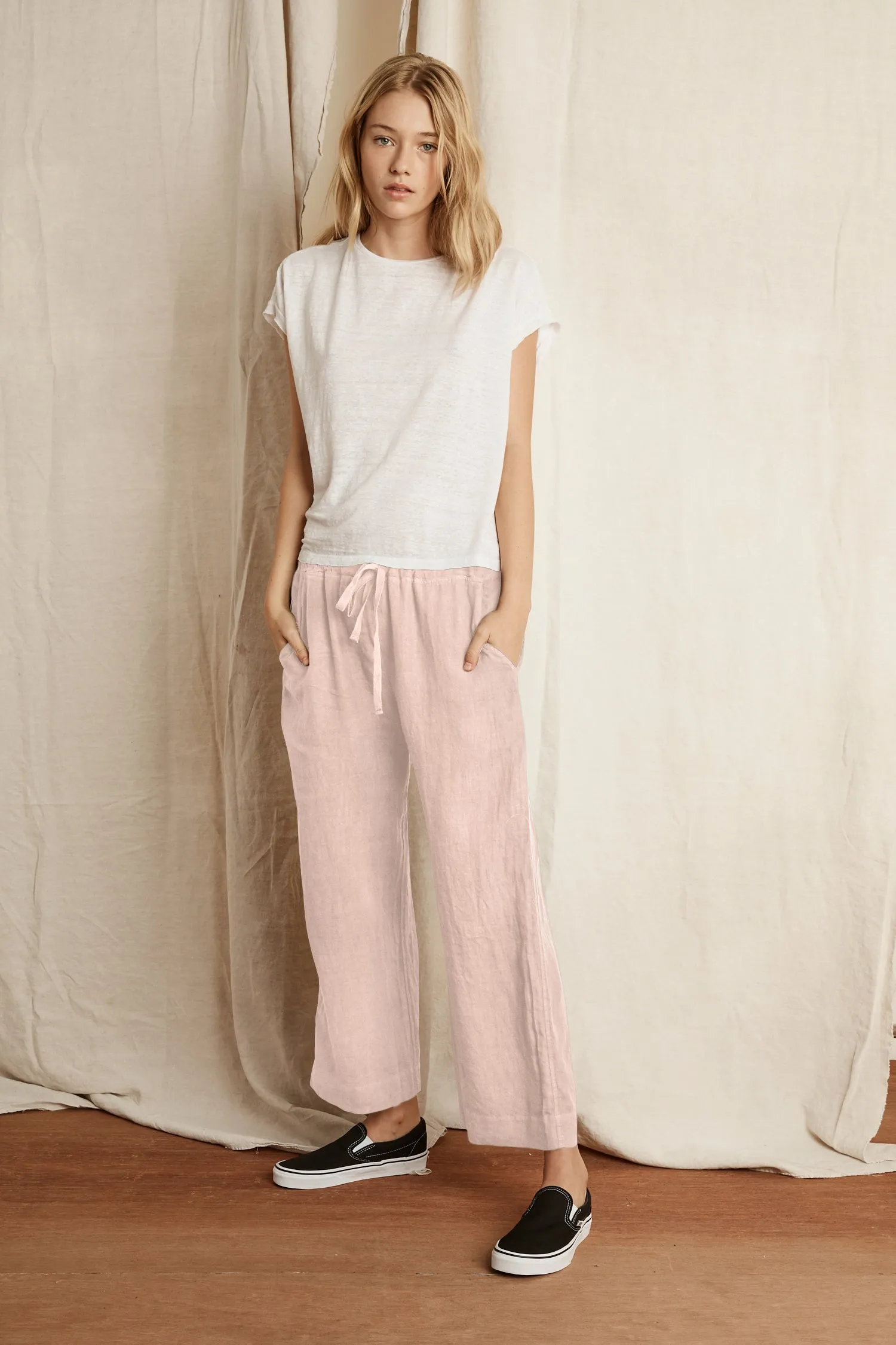 KORA WOVEN LINEN TROUSERS IN CORSET