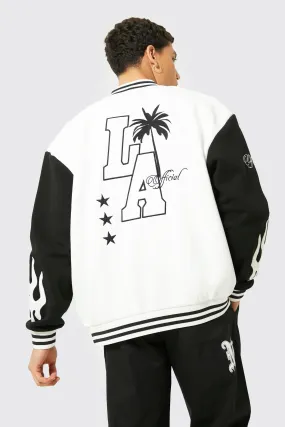 La Badge Jersey Varsity Bomber Jacket