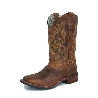 LAREDO WOMEN'S ANITA DISTRESSED TAN SQUARE TOE WESTERN BOOTS 5602