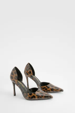 Leopard Patent Cut Out Pumps