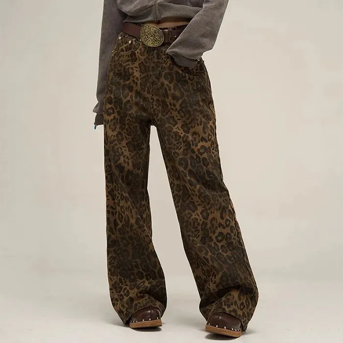 Leopard Wide Leg Jeans