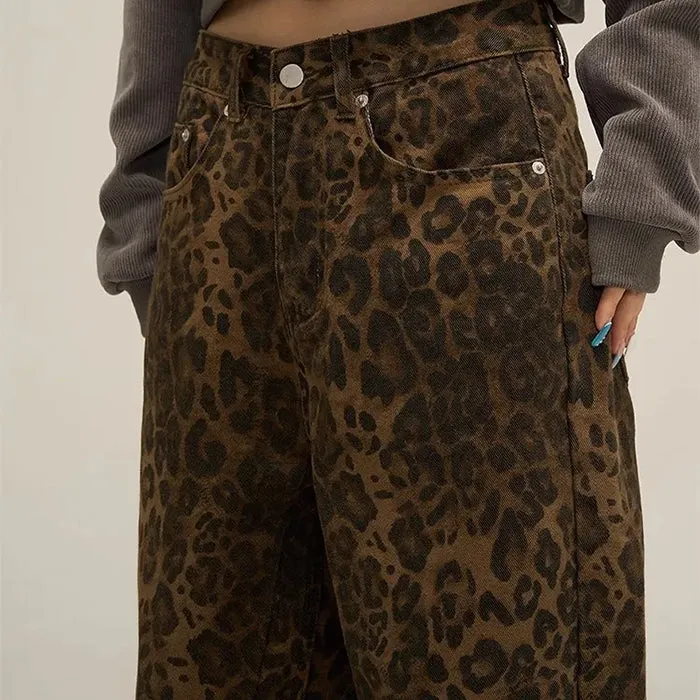 Leopard Wide Leg Jeans