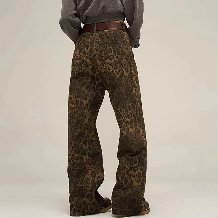 Leopard Wide Leg Jeans