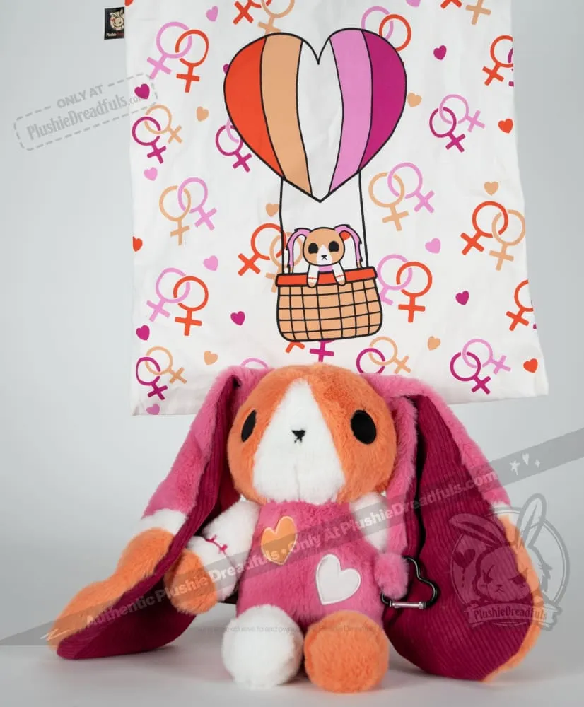 Lesbian Bunny Plush Stuffed Animal with Carabiner - Plushie Dreadfuls