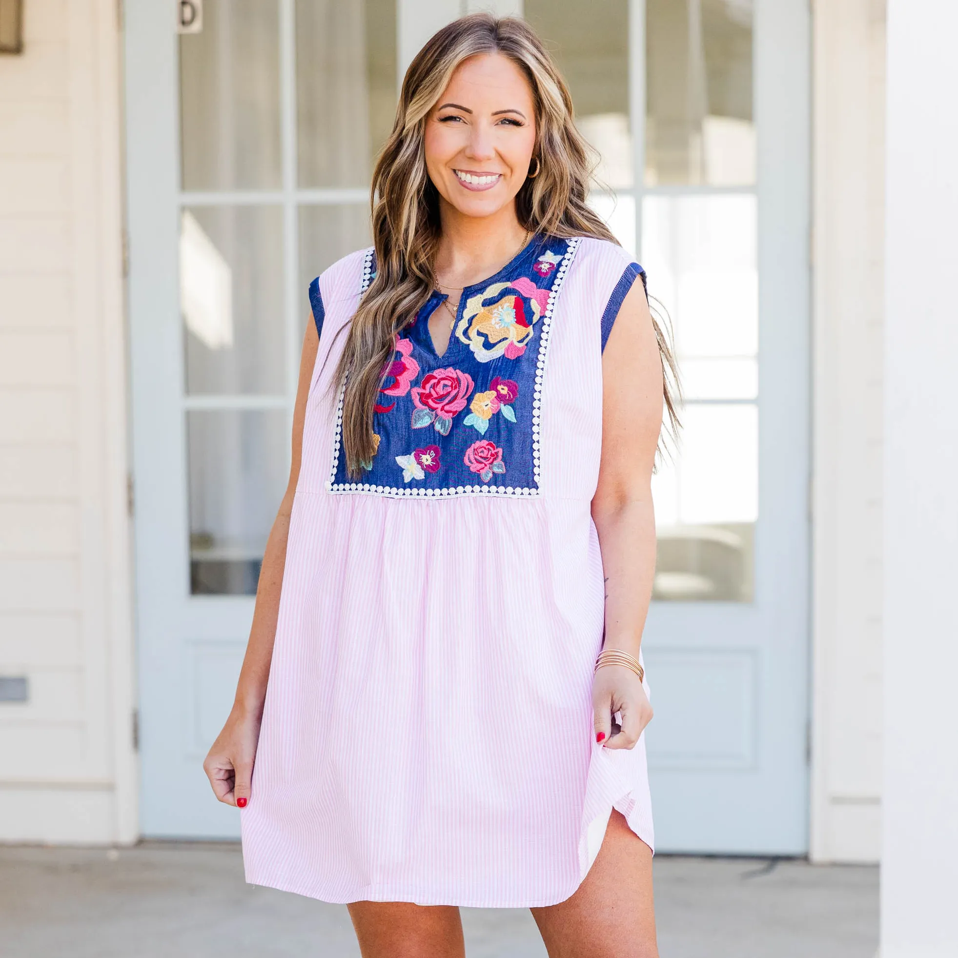 Light Pink Floral Print Tree Dress