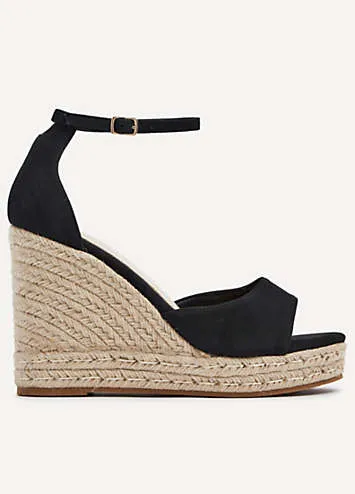 Gracio Black Ankle Strap Platform Wedges Kaleidoscope