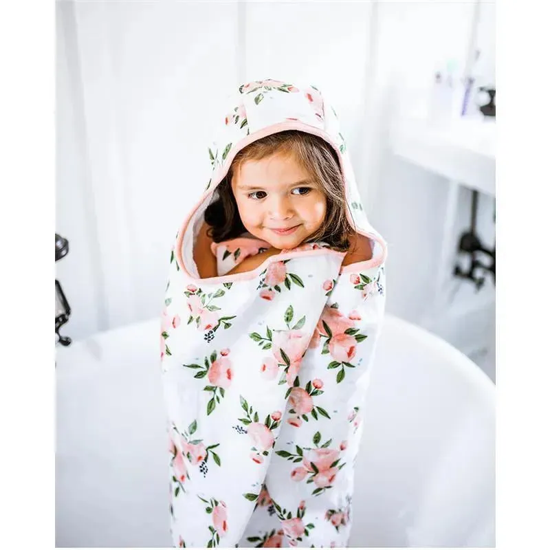 Little Unicorn Cotton Hooded Towel Big Kid Watercolor Roses