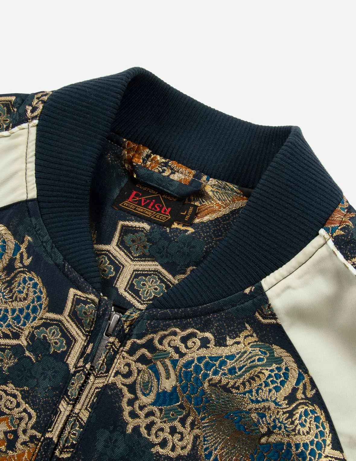 Logo Embroidery Brocade Fabric-blocking Loose Fit Jacket