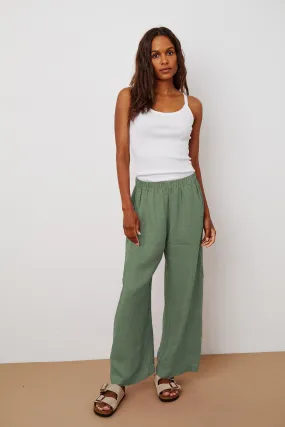 LOLA LINEN TROUSERS IN ALOE