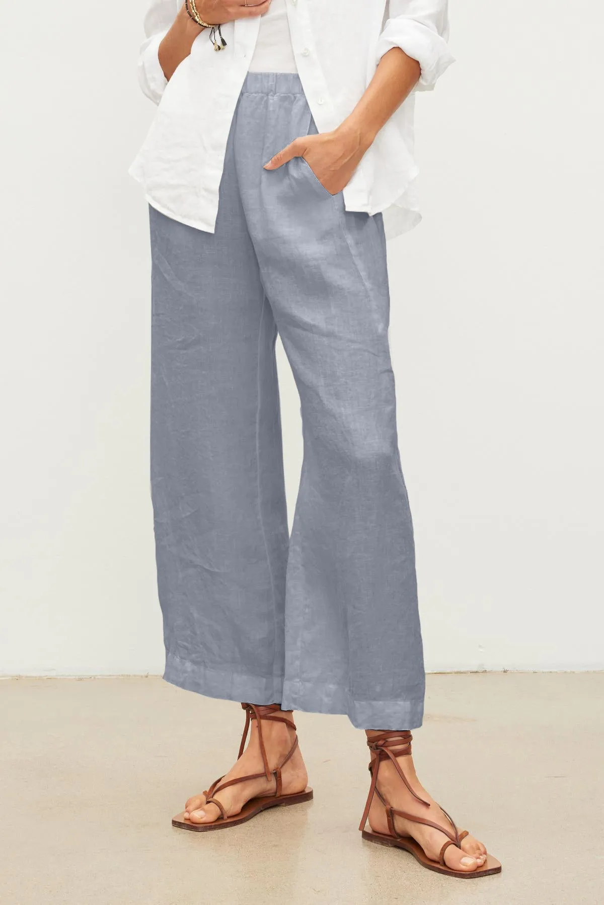 LOLA LINEN TROUSERS IN BLUEHAZE