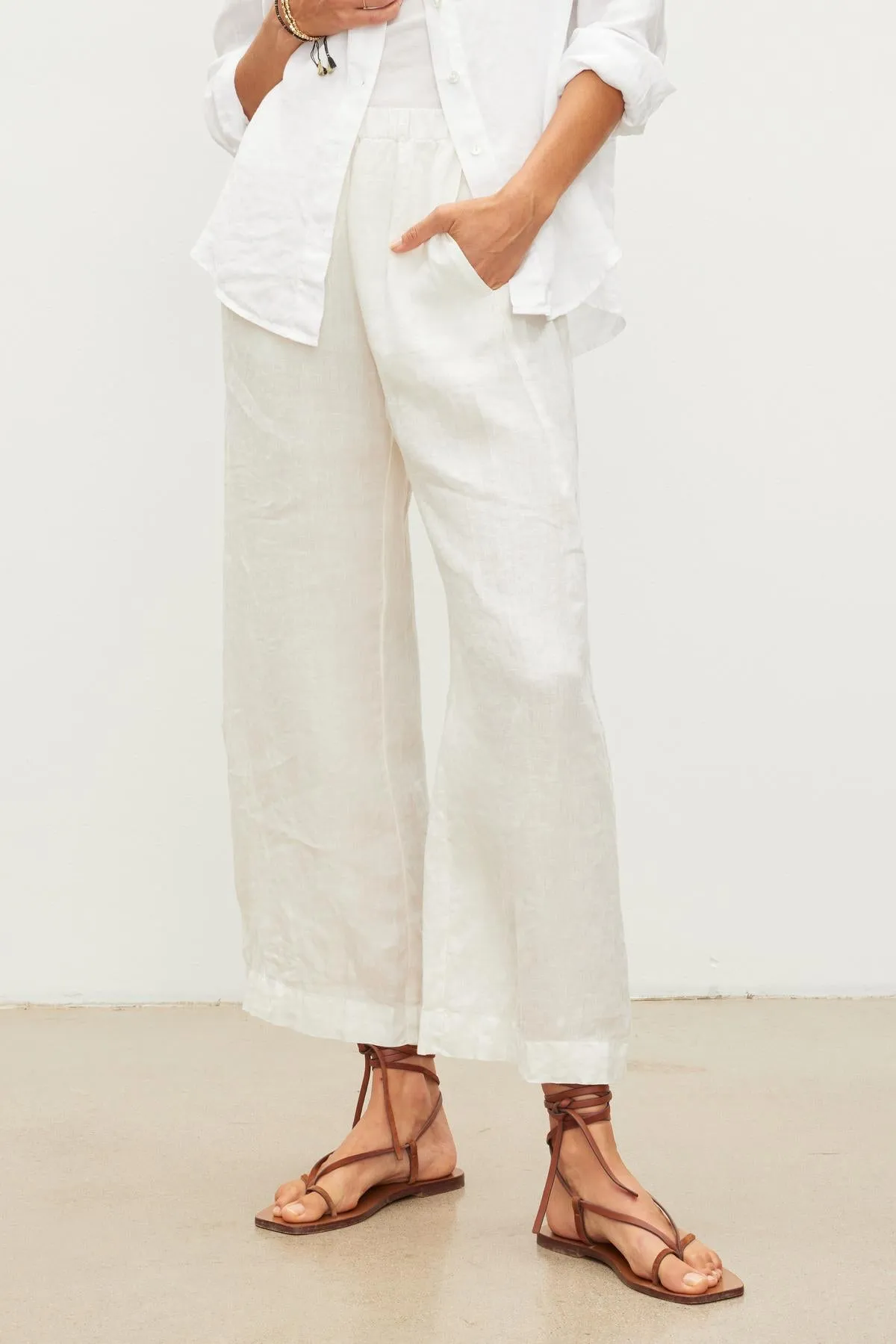 LOLA LINEN TROUSERS IN CHALK