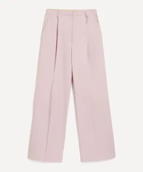 Loose Pleated Wool Gabardine Trousers