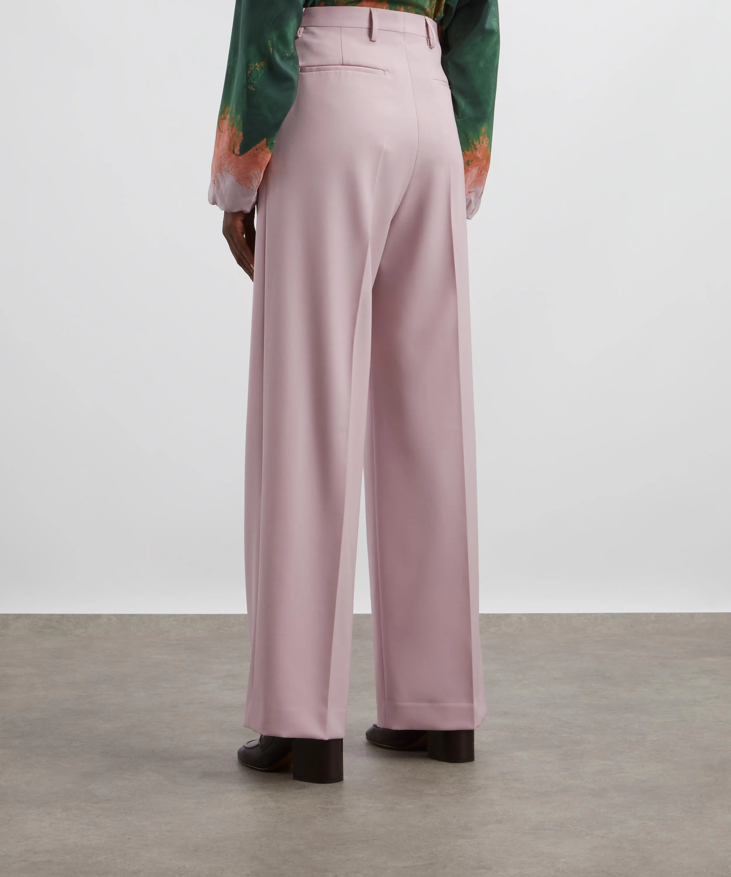 Loose Pleated Wool Gabardine Trousers