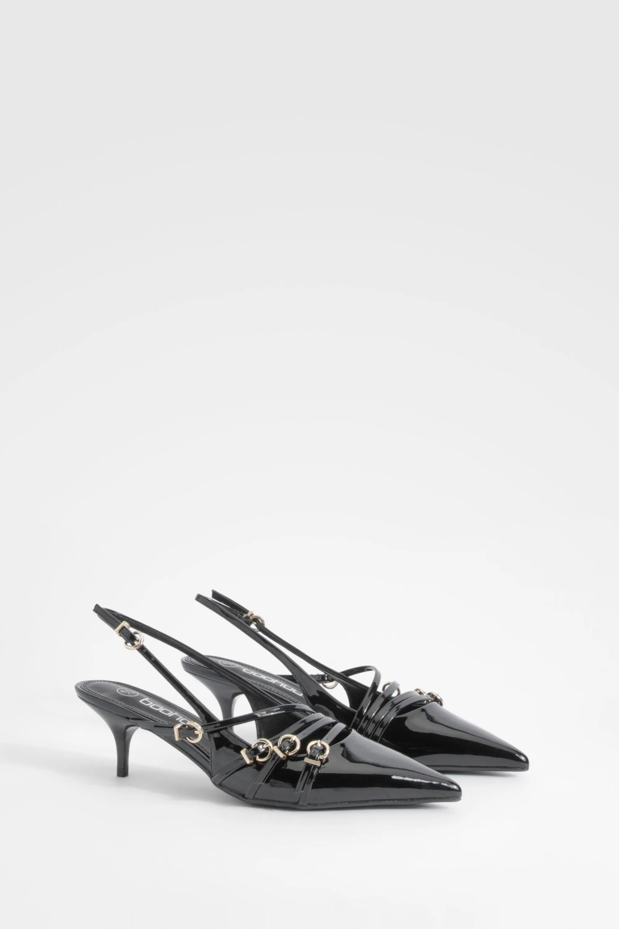 Low Stiletto Buckle Detail Pointed Pumps