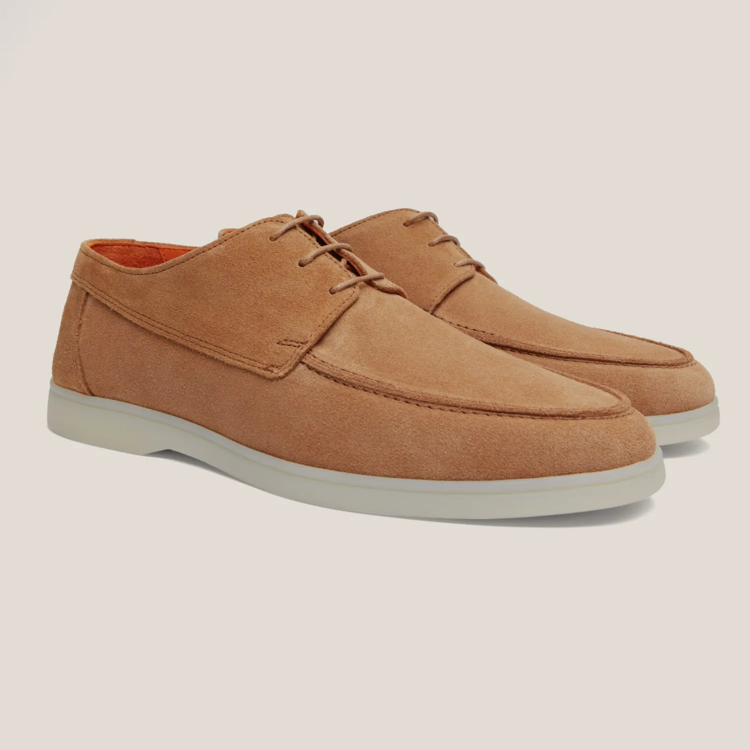 Lucca Beige Suede Derby Shoes