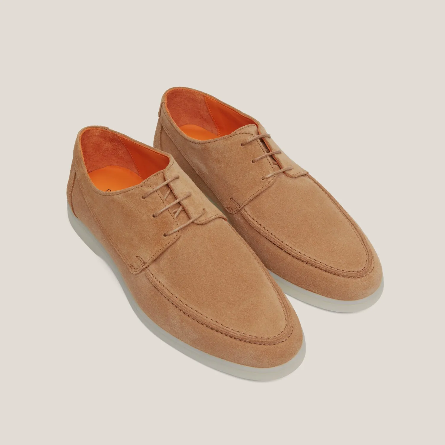 Lucca Beige Suede Derby Shoes