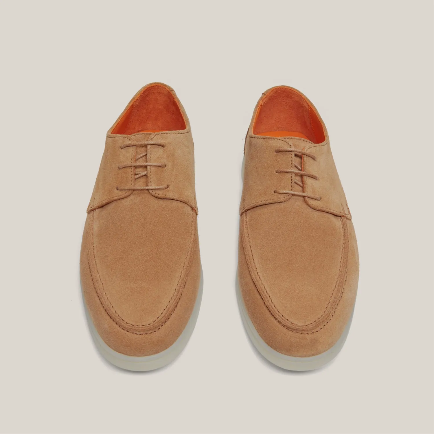 Lucca Beige Suede Derby Shoes