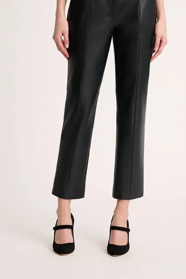 Luisa Spagnoli OMONIMO BLACK CROPPED LEATHER TROUSERS