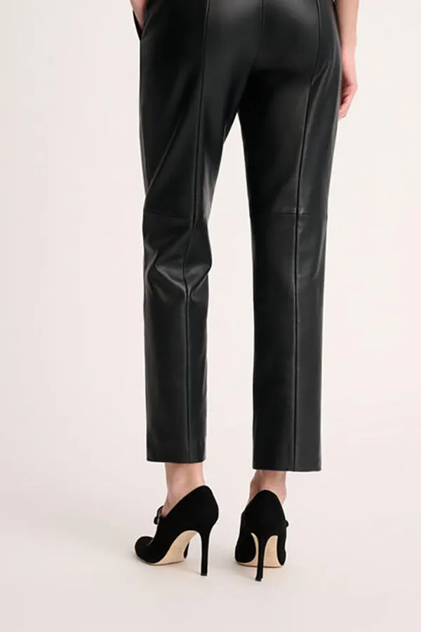 Luisa Spagnoli OMONIMO BLACK CROPPED LEATHER TROUSERS