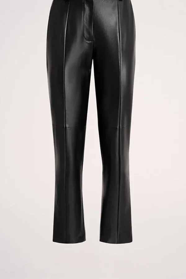 Luisa Spagnoli OMONIMO BLACK CROPPED LEATHER TROUSERS