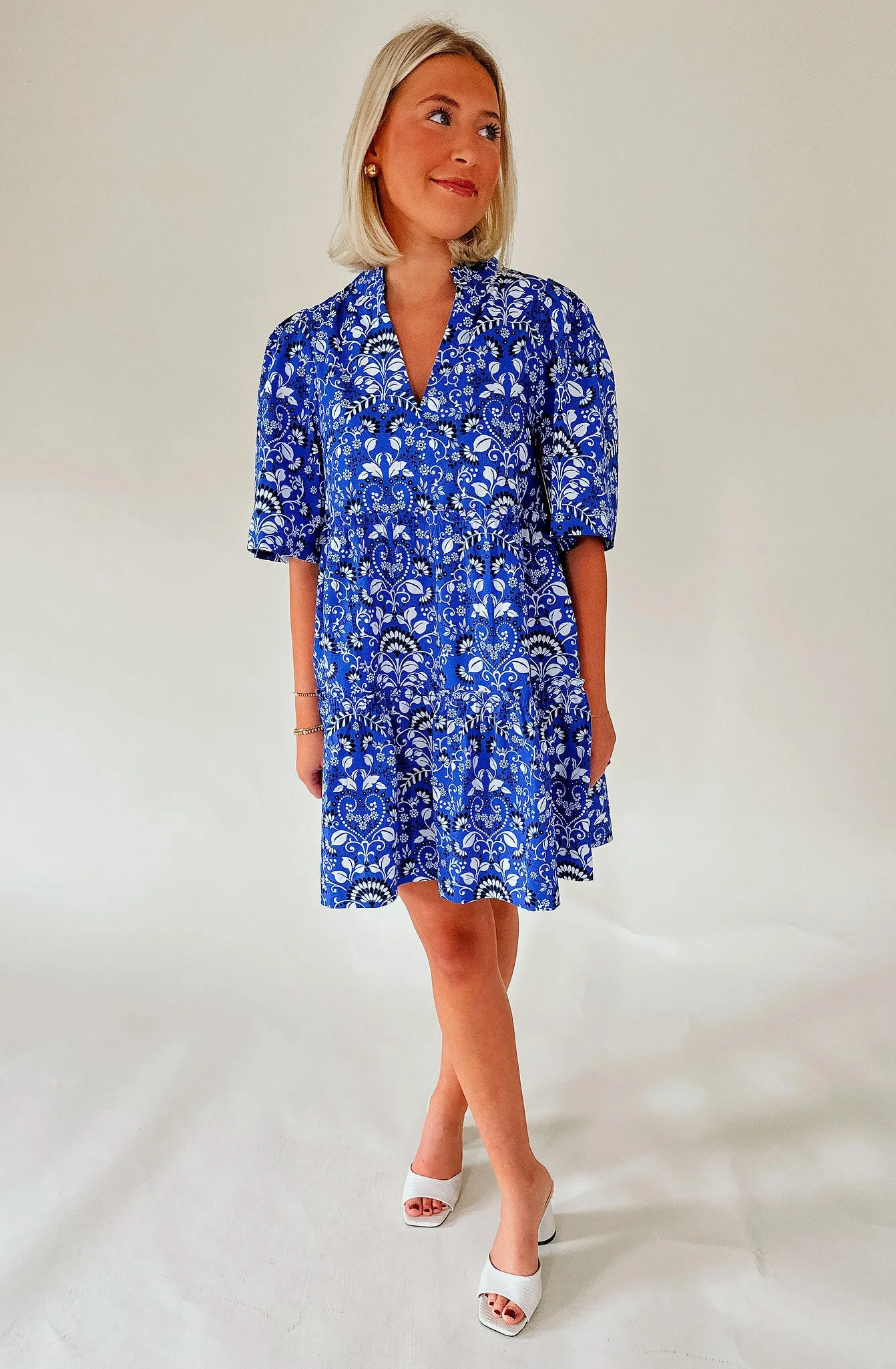 Floral Split Neck Dress - Lulu