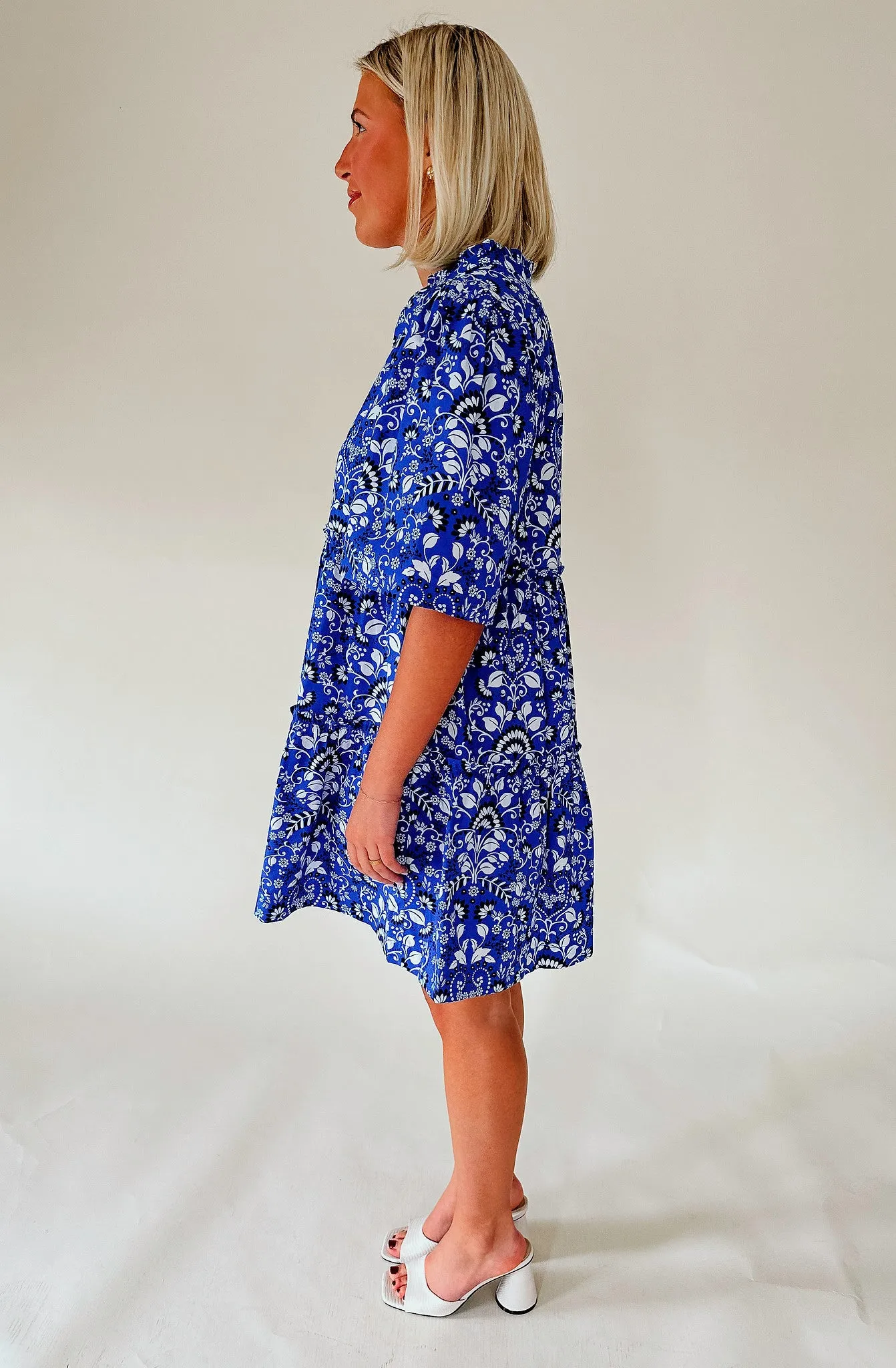 Floral Split Neck Dress - Lulu