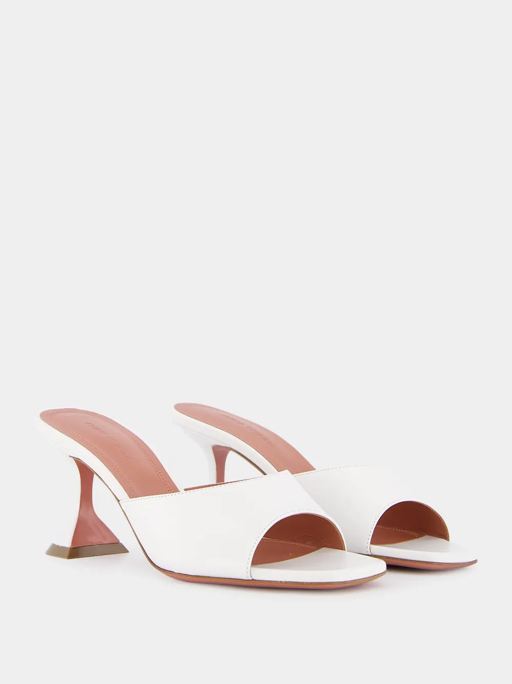 Lupita 70 White Leather Mules