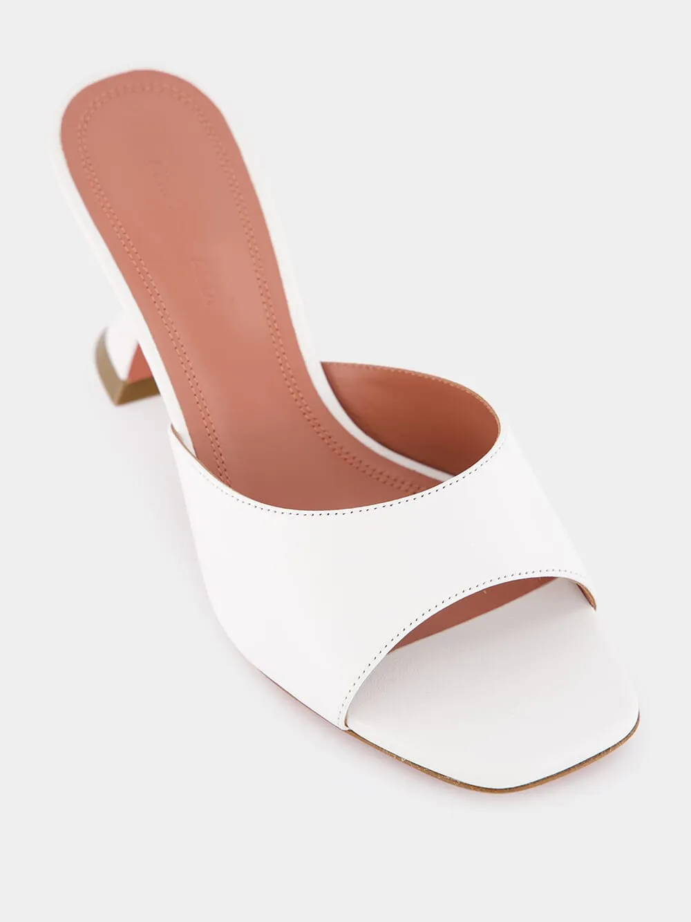 Lupita 70 White Leather Mules