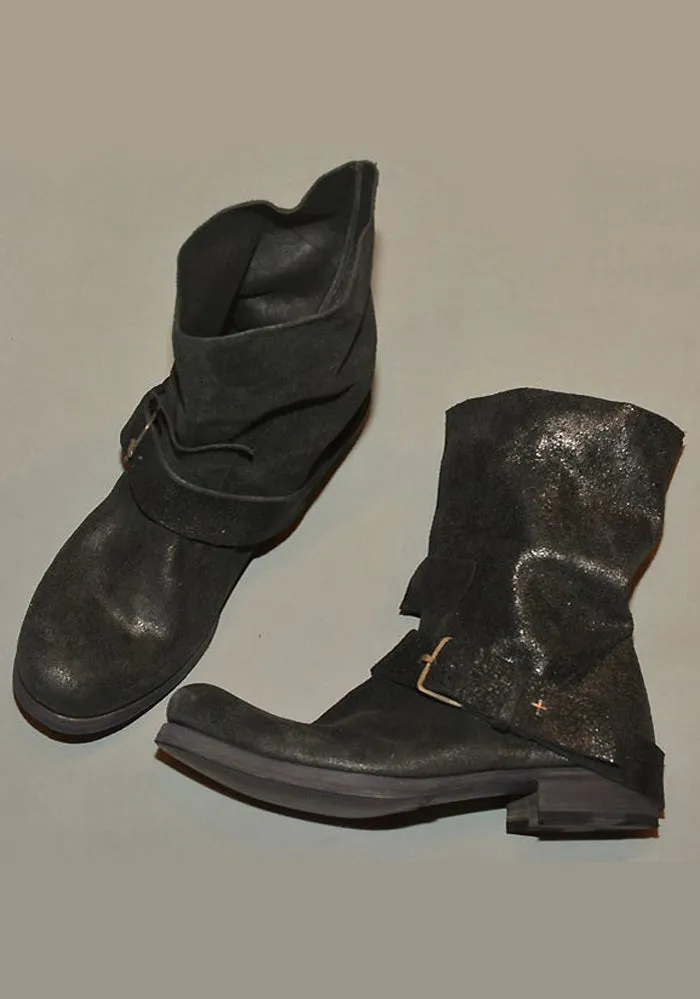 m.a+ by Maurizio Amadei MENS LEATHER BUCKLE BOOTS BLACK