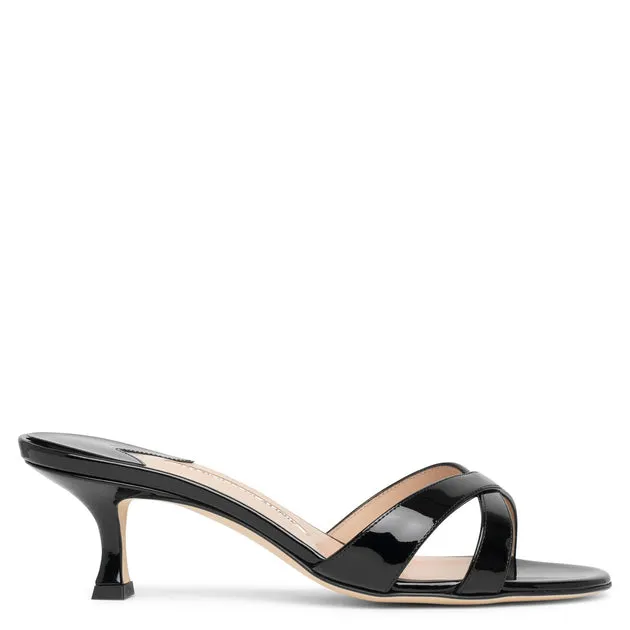 Manolo Blahnik Callamu 50 patent black mules