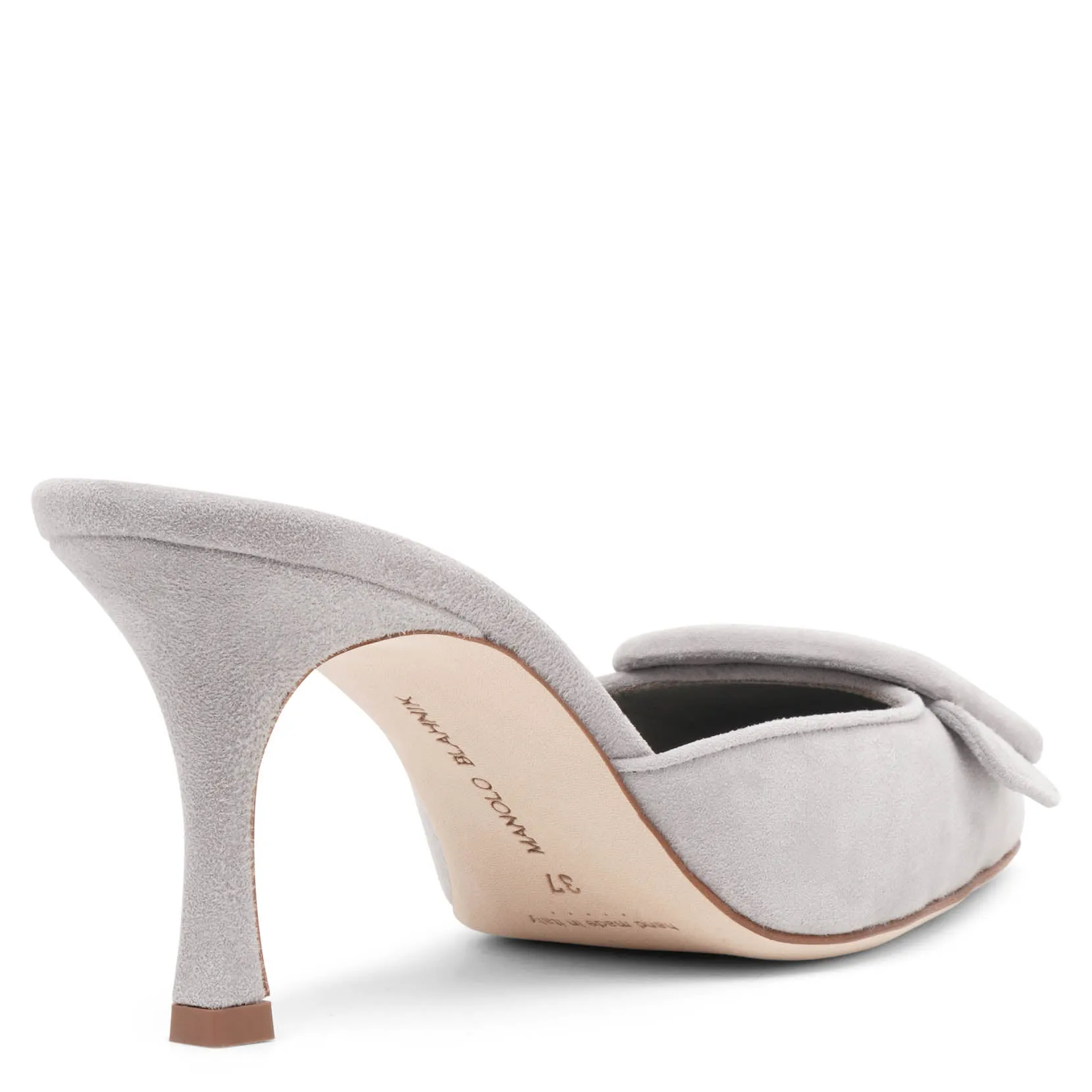 Manolo Blahnik Maysale 70 light grey suede mules