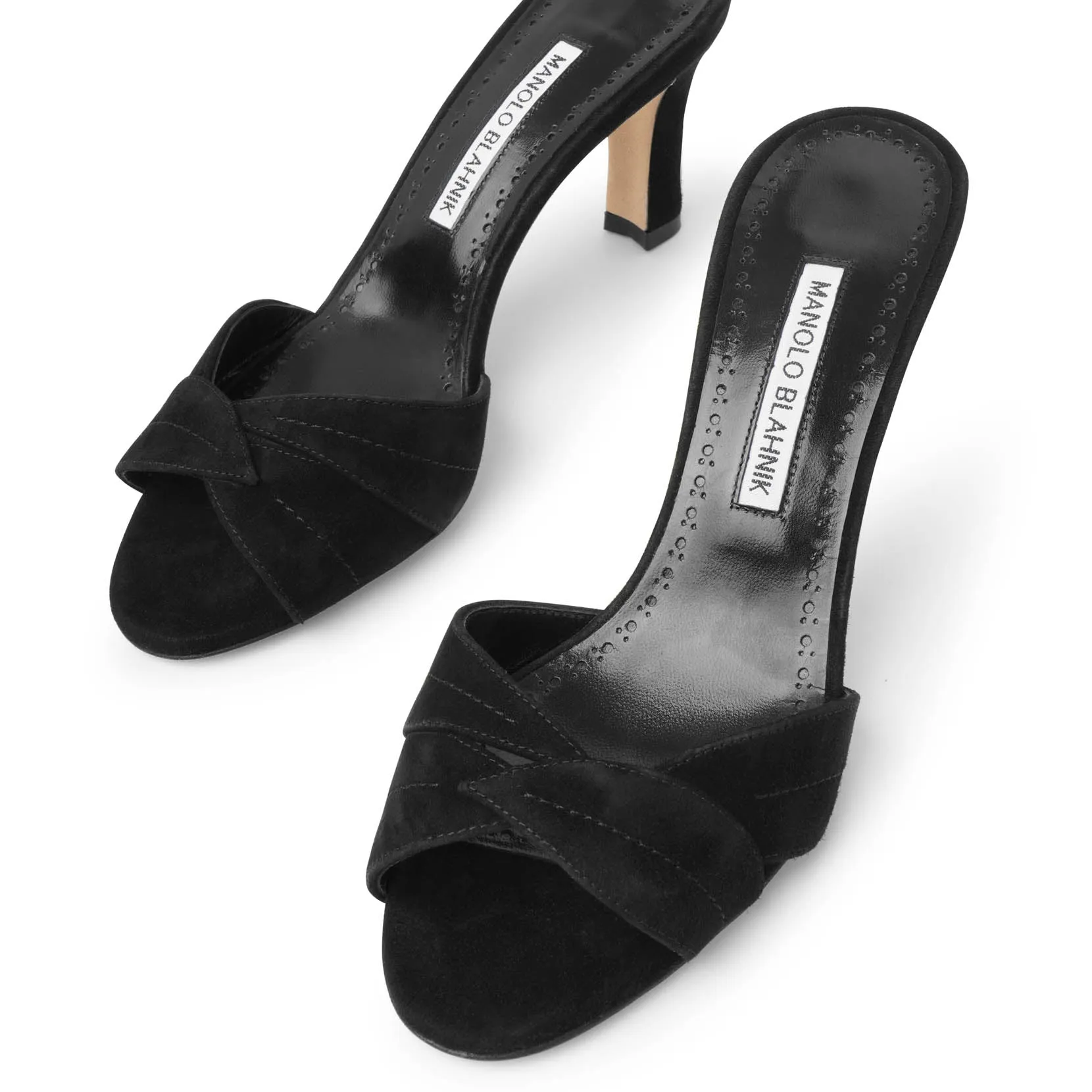 Manolo Blahnik Siemu 70 black suede mules