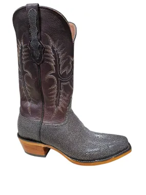 MEN'S BLACK JACK BROWN SANDED STINGRAY WESTERN BOOTS EXOTICS SBR3106-VR