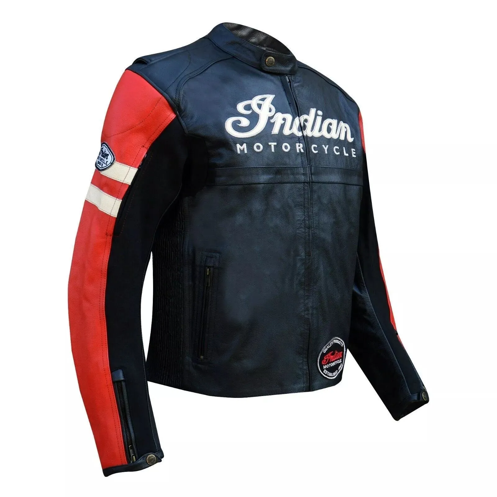 Men's Indian Motorcycle BLACK & RED Leather Jacket