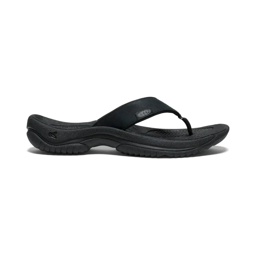  Men's Kona Leather Flip-Flop in Black/Steel Grey  