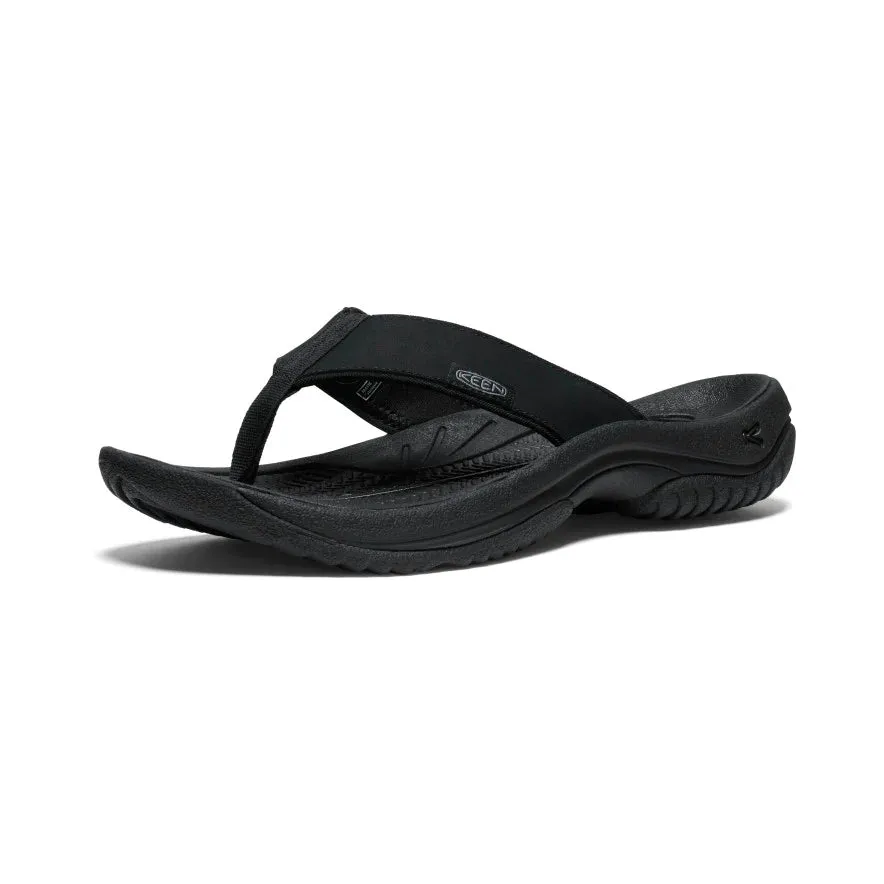  Men's Kona Leather Flip-Flop in Black/Steel Grey  