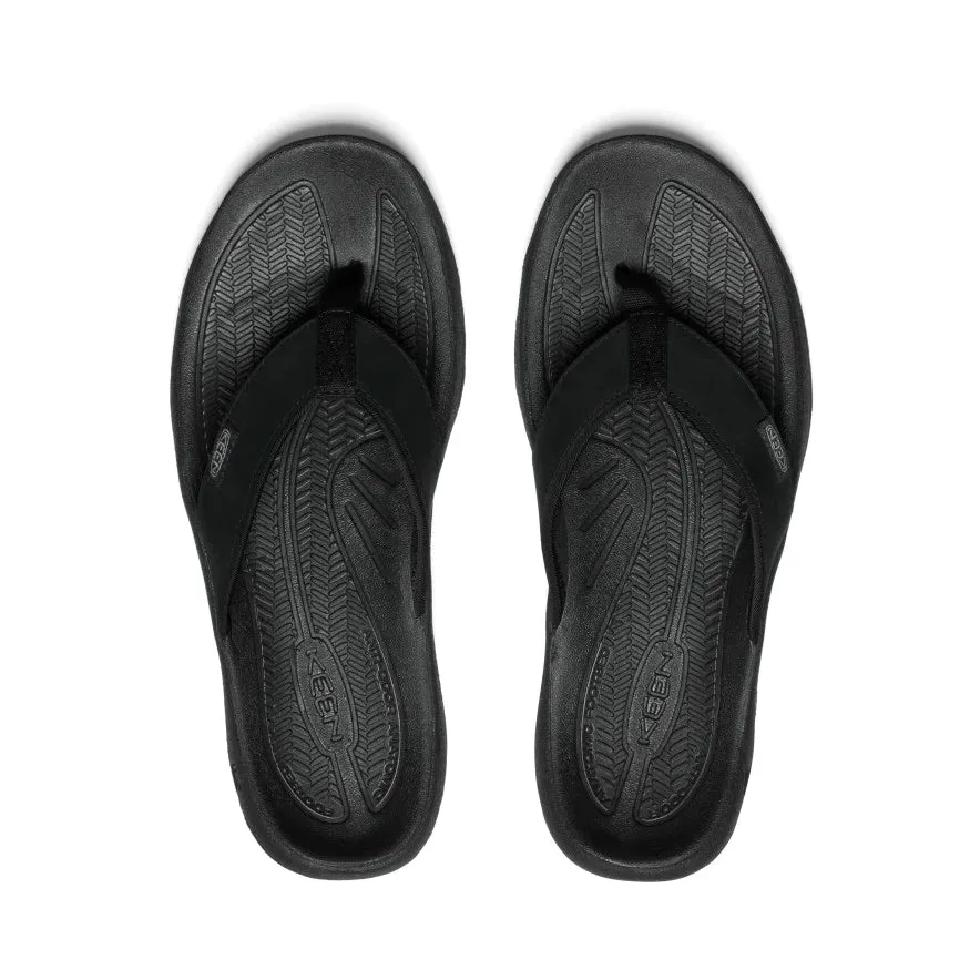  Men's Kona Leather Flip-Flop in Black/Steel Grey  