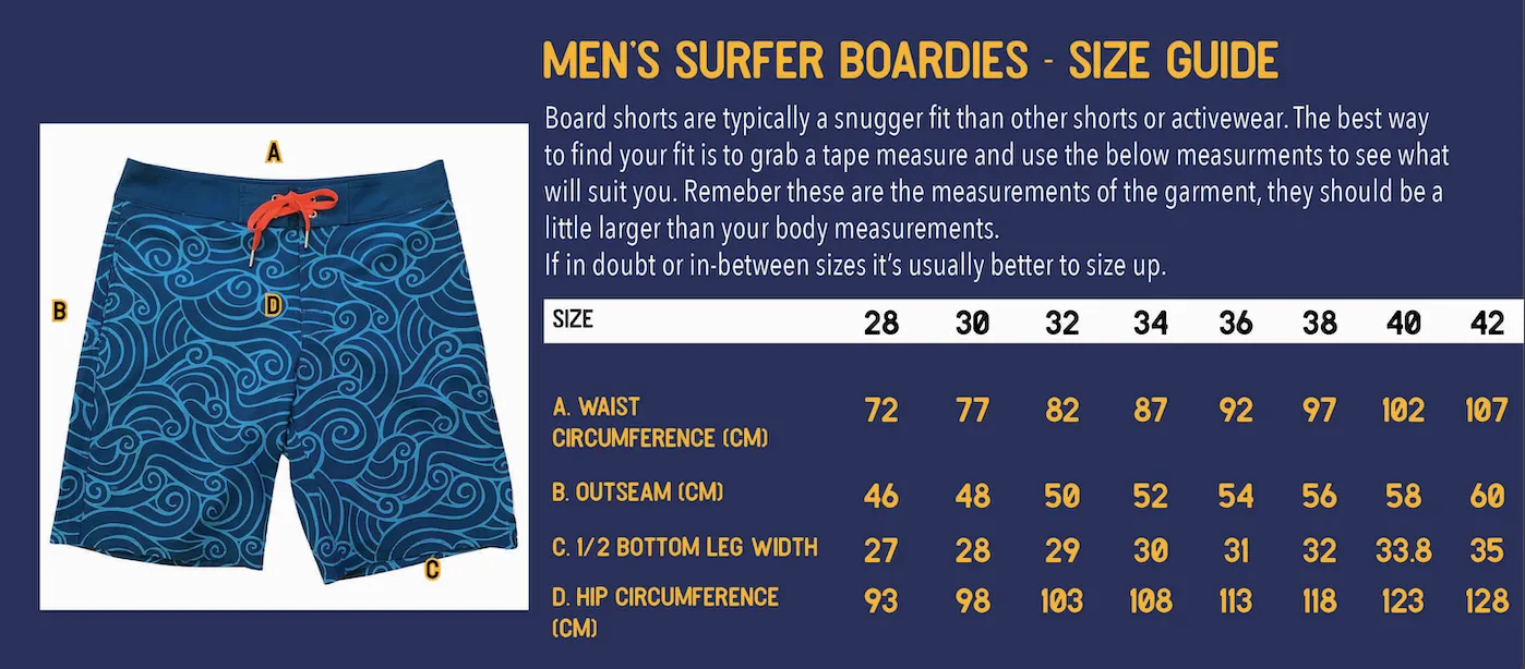 Men's Surfer Boardies: Indigo