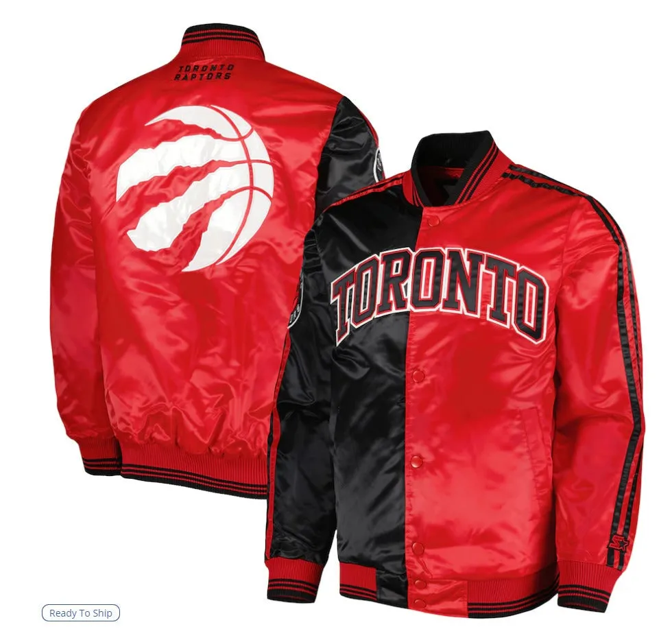 Men's Toronto Raptors Starter Black/Red Fast Break Satin Full-Snap Jacket