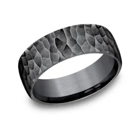 Men's Wedding Band, 8MM Hammered Tantalum