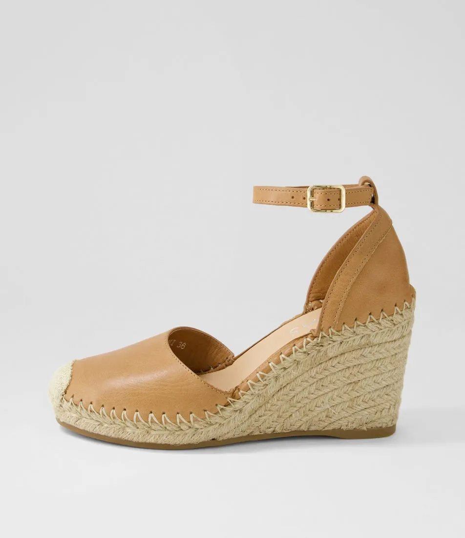 Tan Natural Rope Leather Wedges