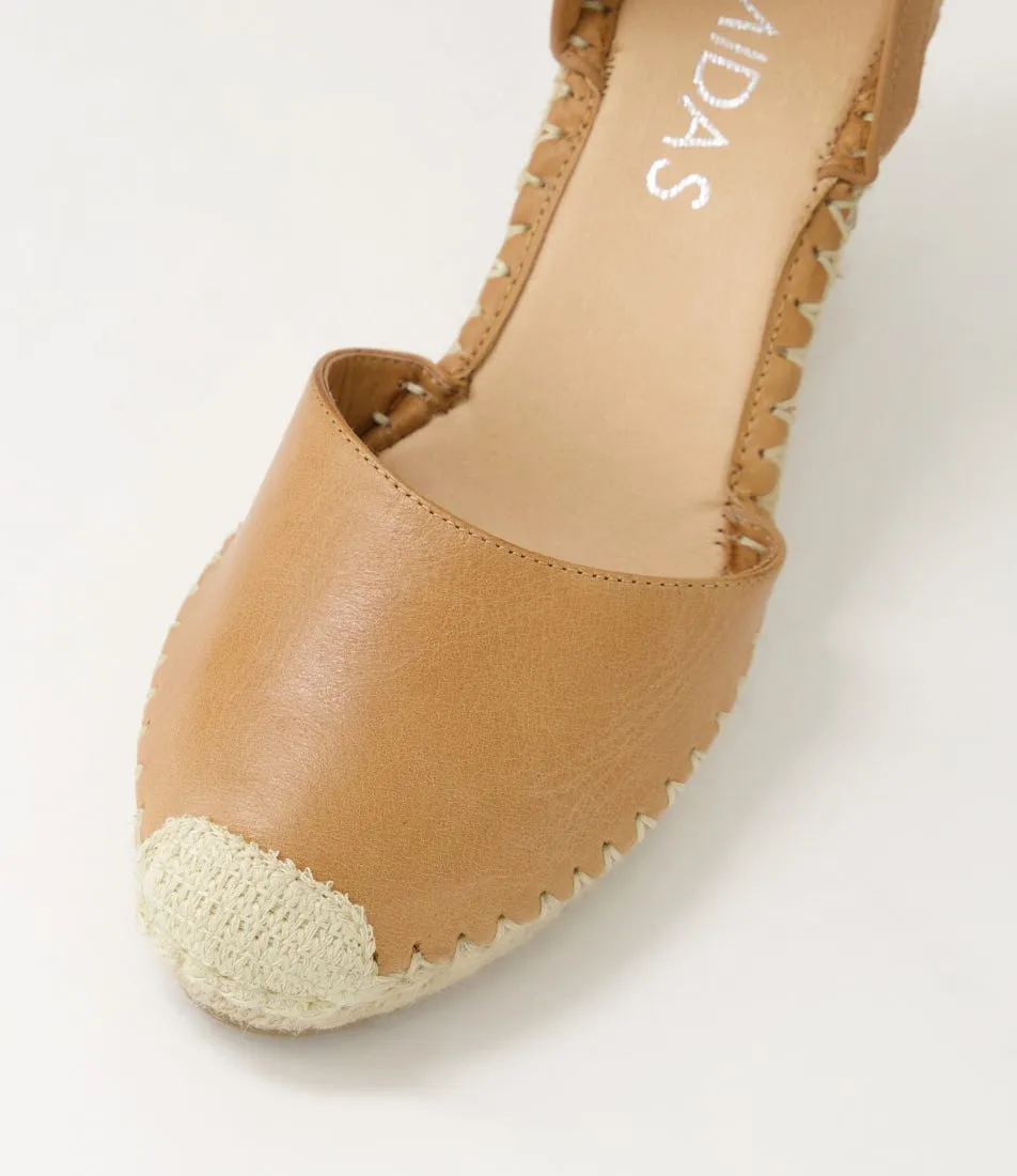 Tan Natural Rope Leather Wedges