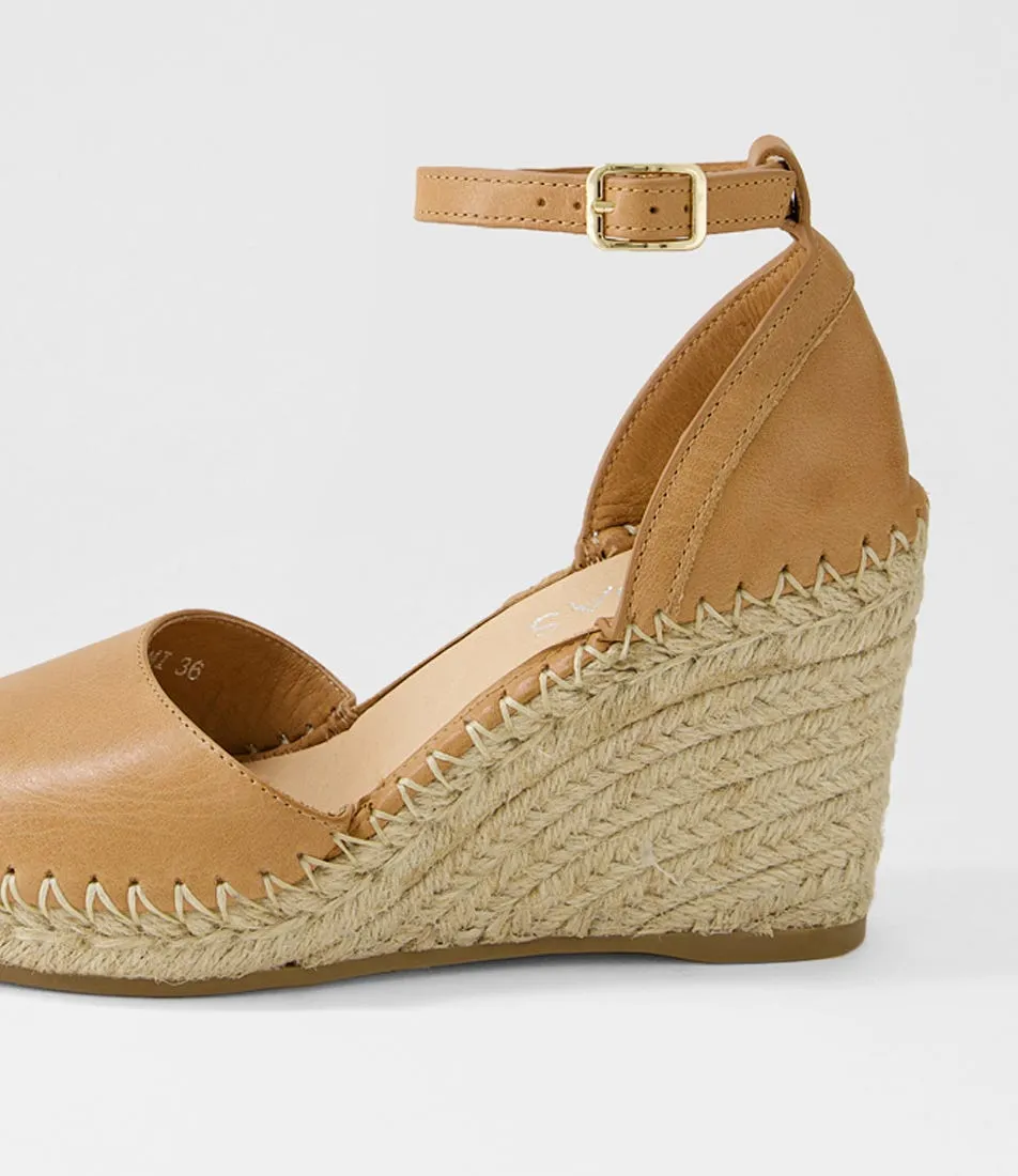 Tan Natural Rope Leather Wedges