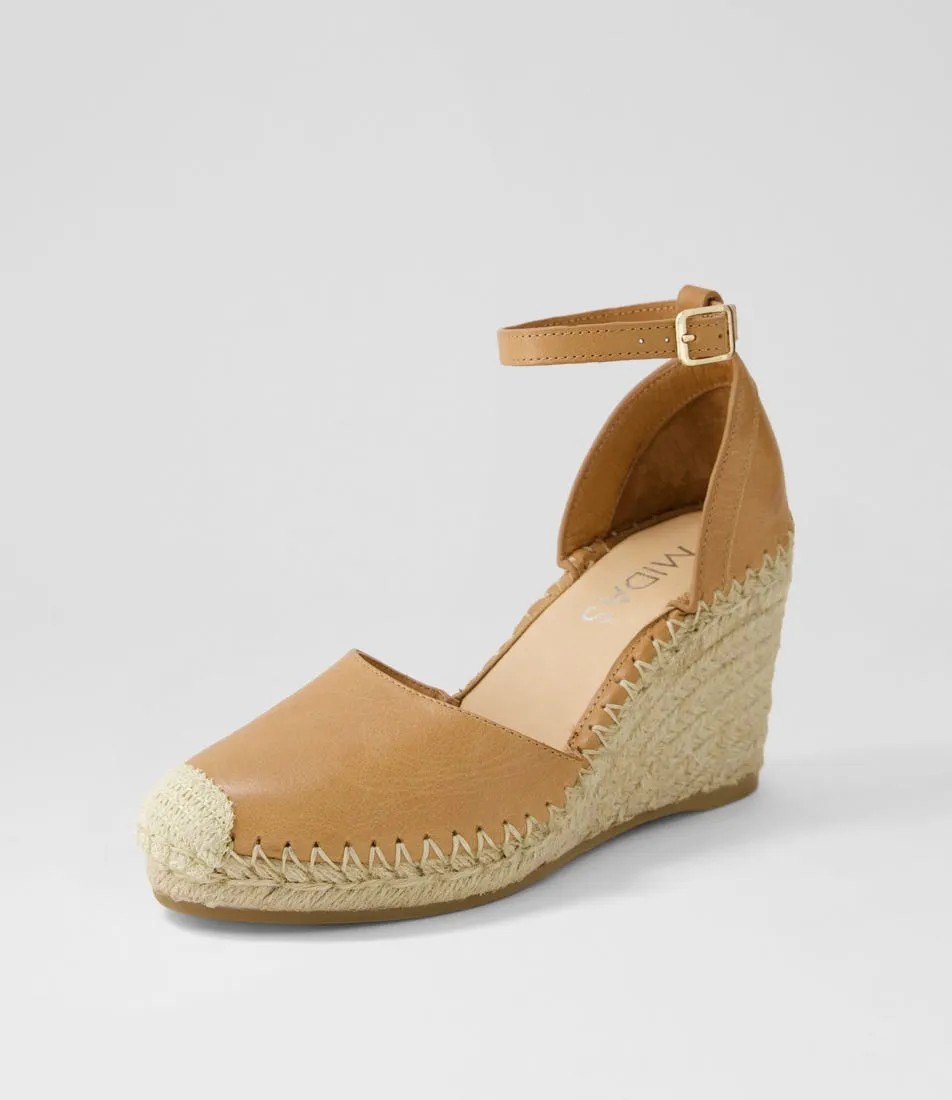 Tan Natural Rope Leather Wedges