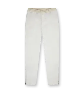 Moncler    Embroidered Logo Cotton Trousers White